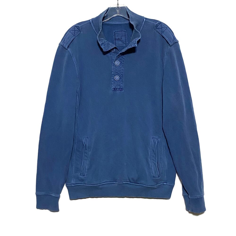 Calvin Klein Henley Sweater Mens M Blue Garment Dye Utility Gorpcore Pockets